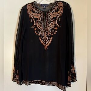 Helen welsh embroidered beaded silk tunic M